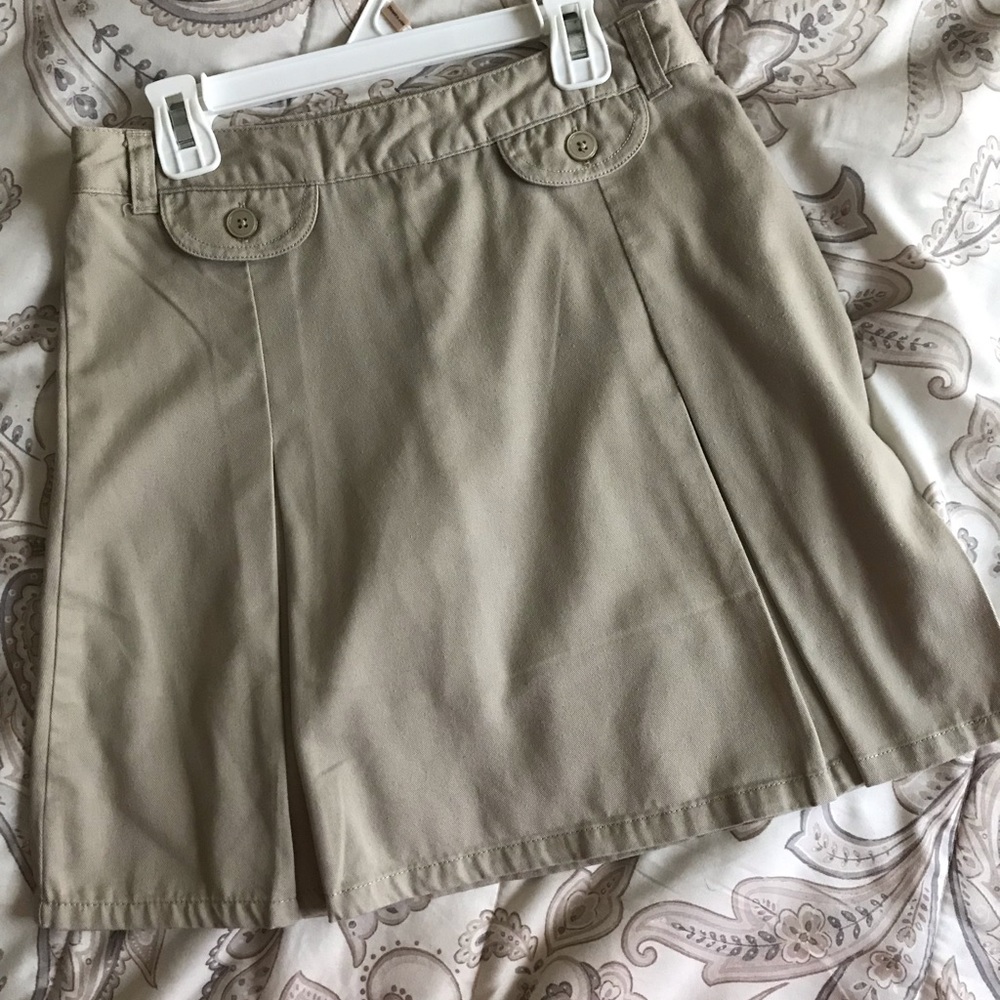 Khaki Skort School Uniform. Side zip.